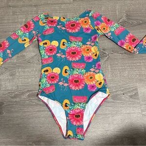 Floral and Fruit Patterned Swimsuit